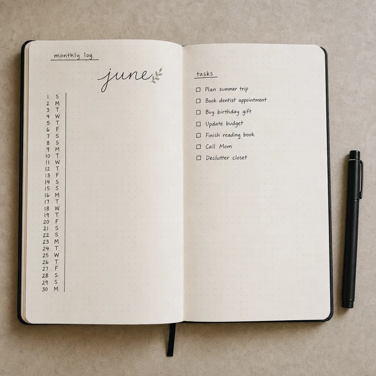 Bullet journal page example 4